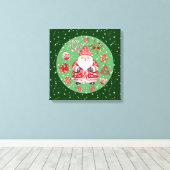 Scandinavische Santa Claus Green Canvas Afdruk (Insitu (Houten vloer))