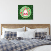 Scandinavische Santa Claus Green Canvas Afdruk (Insitu (Slaapkamer))