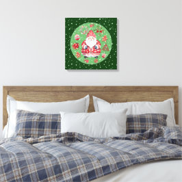 Scandinavische Santa Claus Green Canvas Afdruk
