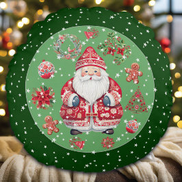 Scandinavische Santa Claus Green Rond Kussen