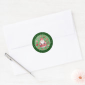 Scandinavische Santa Claus Green Ronde Sticker (Envelop)
