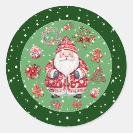 Scandinavische Santa Claus Green Ronde Sticker