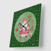 Scandinavische Santa Claus Green Vierkante Klok (Hoek)