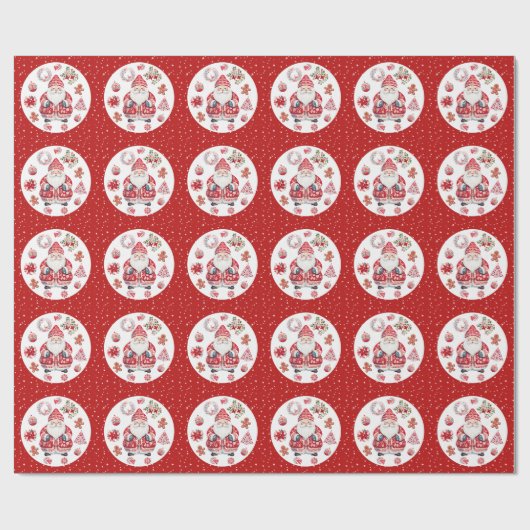 Scandinavische Santa Claus Red Cadeaupapier (Vlak)