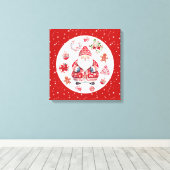 Scandinavische Santa Claus Red Canvas Afdruk (Insitu (Houten vloer))