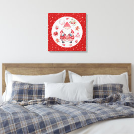 Scandinavische Santa Claus Red Canvas Afdruk