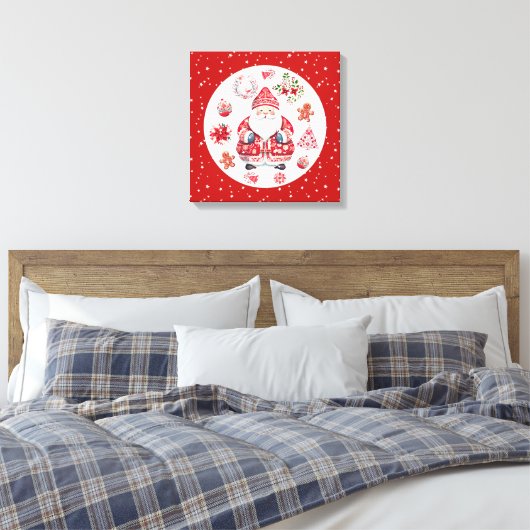 Scandinavische Santa Claus Red Canvas Afdruk (Insitu (Slaapkamer))