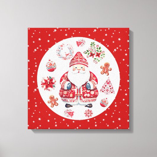Scandinavische Santa Claus Red Canvas Afdruk (Voorkant)