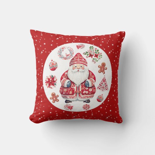 Scandinavische Santa Claus Red Kussen (Voorkant)