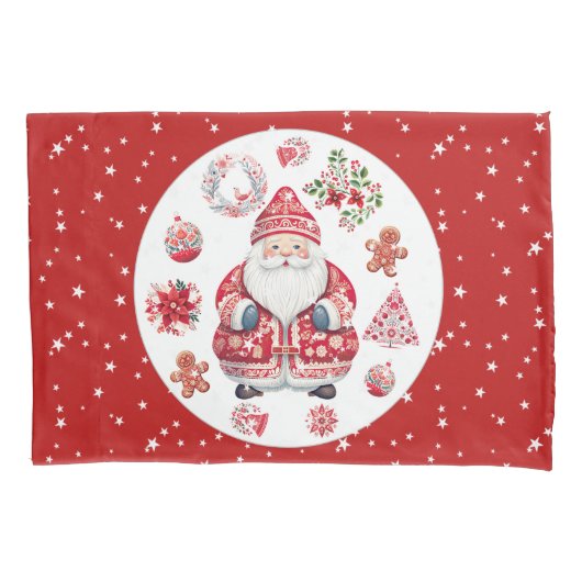 Scandinavische Santa Claus Red Kussensloop (Voorkant)