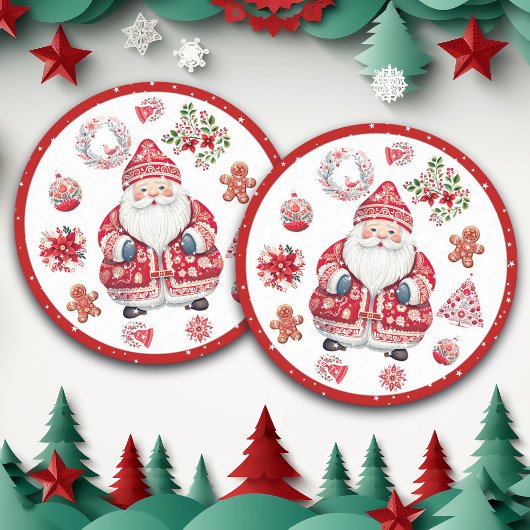 Scandinavische Santa Claus Red Ronde Kartonnen Onderzetter