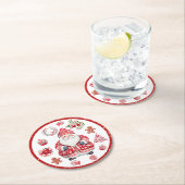 Scandinavische Santa Claus Red Ronde Kartonnen Onderzetter (Insitu)