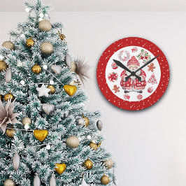 Scandinavische Santa Claus Red Ronde Klok