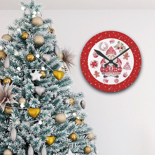 Scandinavische Santa Claus Red Ronde Klok