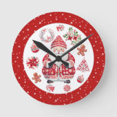 Scandinavische Santa Claus Red Ronde Klok (Voorkant)