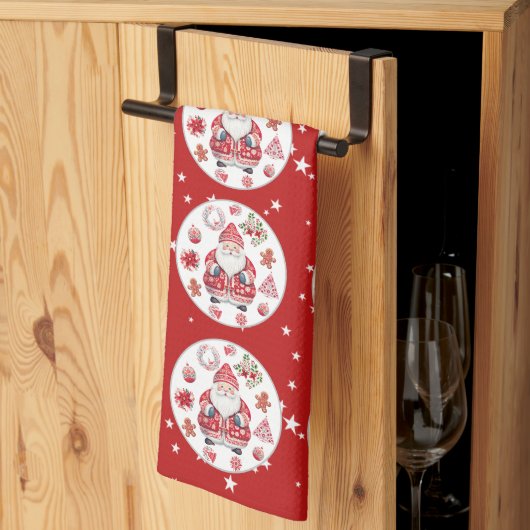 Scandinavische Santa Claus Red Theedoek (Derde Gevouwen)