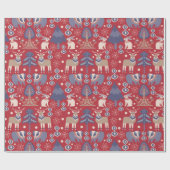 Scandinavische Scandinavische Noordse Folk Art Woo Cadeaupapier (Vlak)