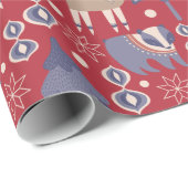 Scandinavische Scandinavische Noordse Folk Art Woo Cadeaupapier (Rol Hoek)