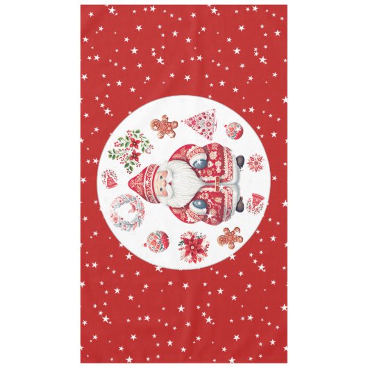 Scandinavische Sinterklaas Rood Groot Tafelkleed (Voorkant)
