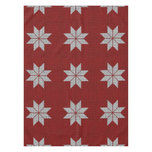Scandinavische Snowflake Cross Stitch Table Cloth Tafelkleed (Voorkant)