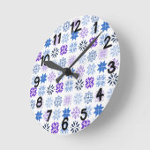 Scandinavische Snowflakes Ronde Klok (Hoek)