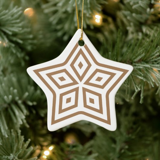 Scandinavische Star-roetbuspatroon in lichtbruin Keramisch Ornament (Boom)