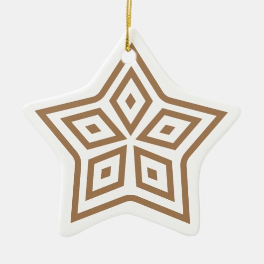 Scandinavische Star-roetbuspatroon in lichtbruin Keramisch Ornament (Voorkant)