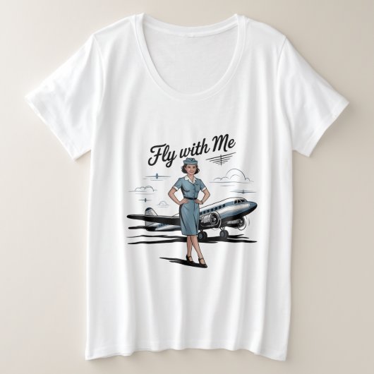 Scandinavische stewardess Dames T-shirt plusmaten (Design voorkant)