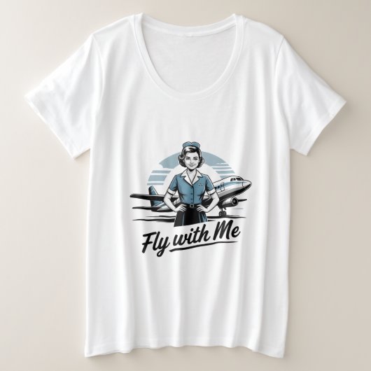 Scandinavische stewardess Dames T-shirt plusmaten (Design voorkant)