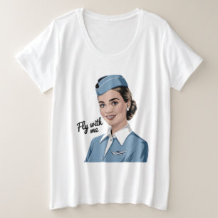 Scandinavische stewardess Dames T-shirt plusmaten