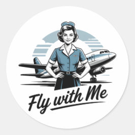 Scandinavische stewardess ronde sticker