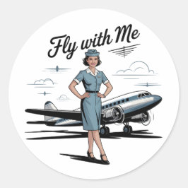 Scandinavische stewardess ronde sticker