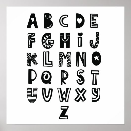Scandinavische stijl, Alphabet. Poster (Voorkant)