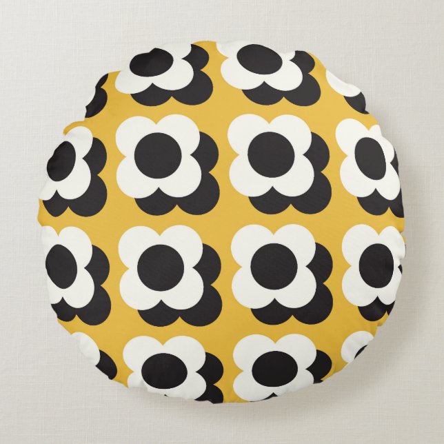 Scandinavische stijl, bloemenpatroon  rond kussen (Voorkant)