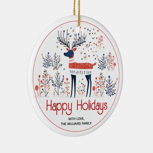 Scandinavische stijl herten, foto kerstvakantie keramisch ornament (Rechts)