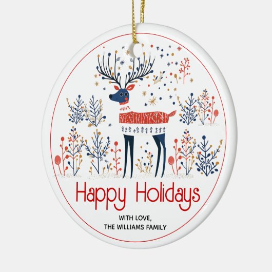 Scandinavische stijl herten, foto kerstvakantie keramisch ornament (Links)