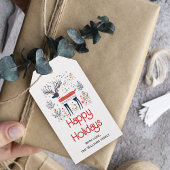 Scandinavische stijl herten rood blauw kerstvakant cadeaulabel