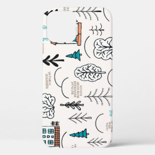 Scandinavische stijl huizen bos patroon Case-Mate iPhone case