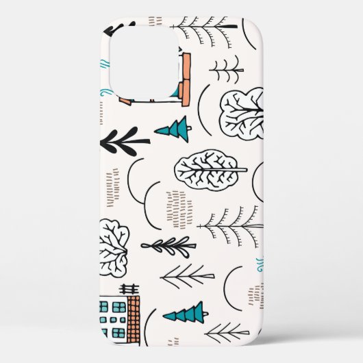 Scandinavische stijl huizen bos patroon Case-Mate iPhone case (Achterkant)