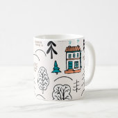 Scandinavische stijl huizen bos patroon koffiemok (Voorkant rechts)