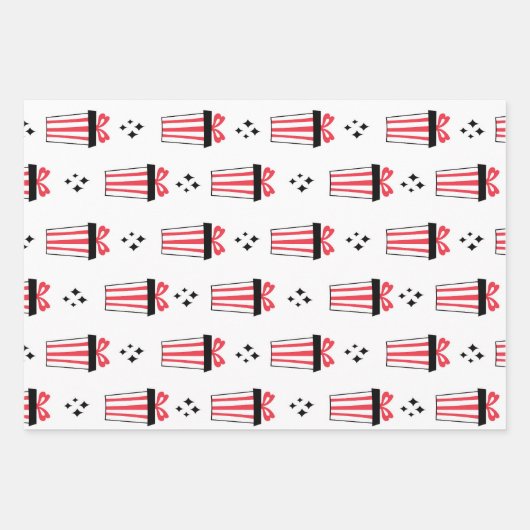 Scandinavische stijl kerstset van 3 inpakpapier vel (Voorkant)