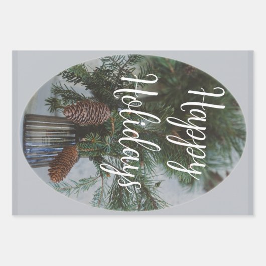 Scandinavische stijl Kerstspar tak Inpakpapier Vel (Voorkant)