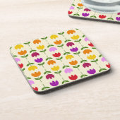 Scandinavische stijl Kleurrijk op CRM Bloempatroon Bier Onderzetter (Linkerzijde)