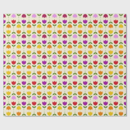 Scandinavische stijl Kleurrijk op CRM Bloempatroon Cadeaupapier (Vlak)