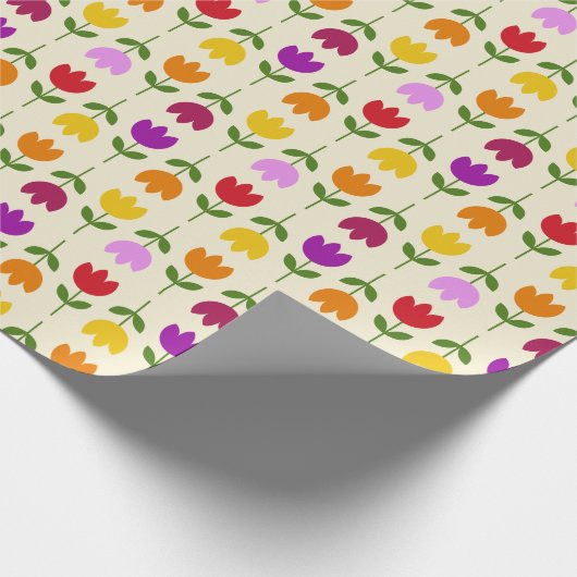 Scandinavische stijl Kleurrijk op CRM Bloempatroon Cadeaupapier (Hoek)