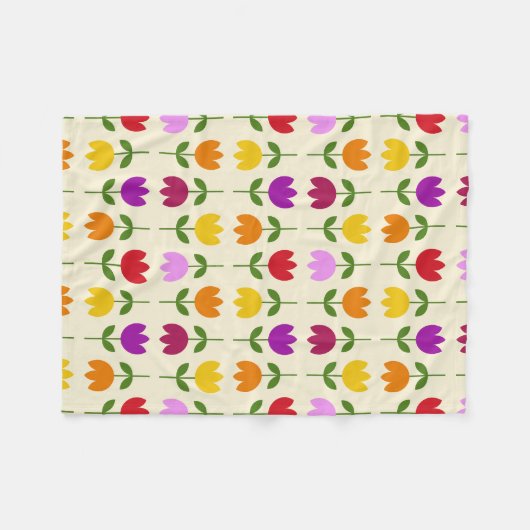 Scandinavische stijl Kleurrijk op CRM Bloempatroon Fleece Deken (Voorkant (Horizontaal))