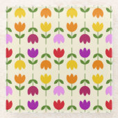 Scandinavische stijl Kleurrijk op CRM Bloempatroon Glazen Onderzetter (Voorkant)