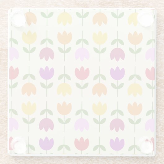 Scandinavische stijl Kleurrijk op CRM Bloempatroon Glazen Onderzetter (Achterkant)