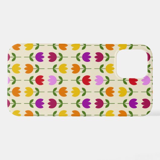 Scandinavische stijl Kleurrijk op CRM Bloempatroon iPhone Hoesje (Achterkant horizontaal)