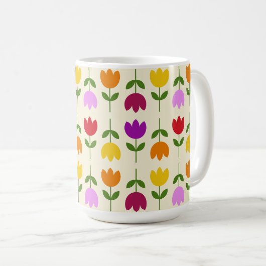 Scandinavische stijl Kleurrijk op CRM Bloempatroon Koffiemok (Voorkant rechts)